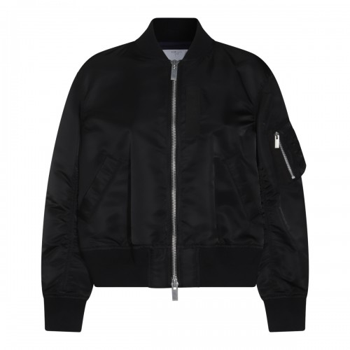 BLACK NYLON CASUAL JACKET