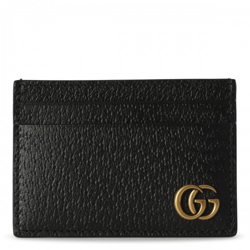 BLACK LEATHER GG MARMONT CARD HOLDER