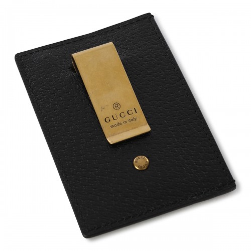 BLACK LEATHER GG MARMONT CARD HOLDER