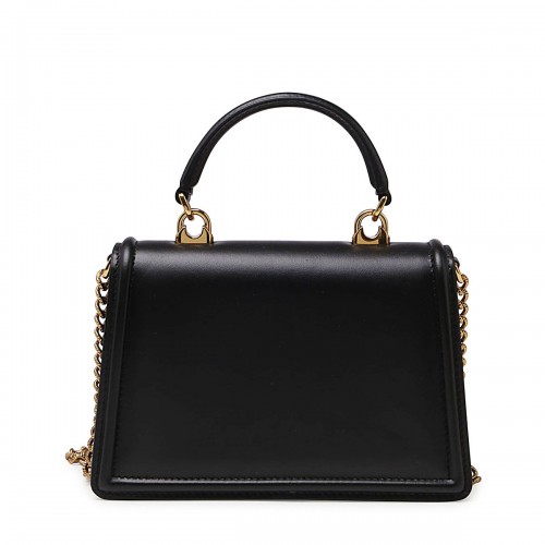 BLACK LEATHER TOP HANDLE BAG