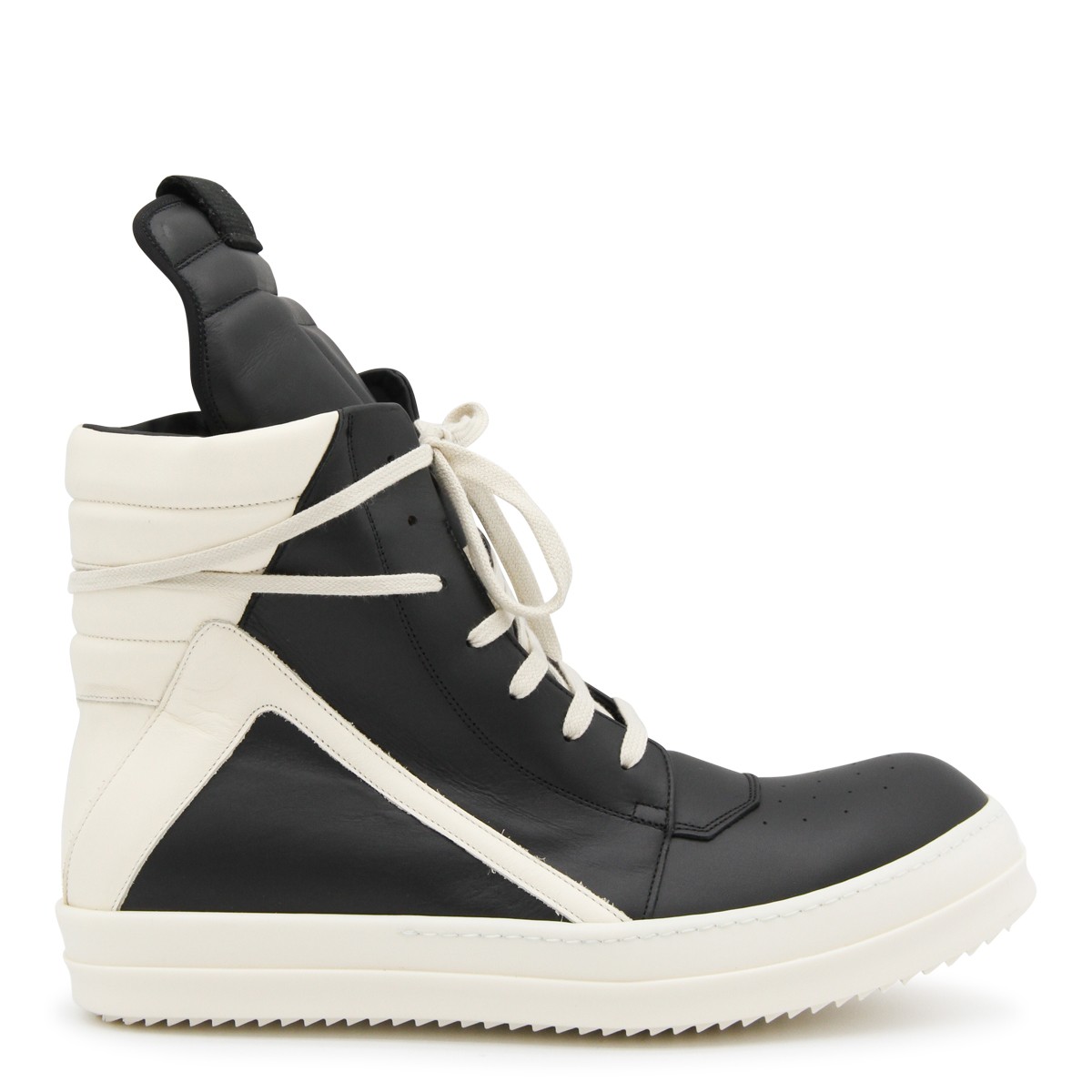 BLACK AND WHITE GEOBASKET SNEAKERS