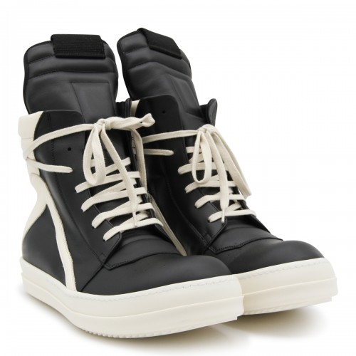 BLACK AND WHITE GEOBASKET SNEAKERS