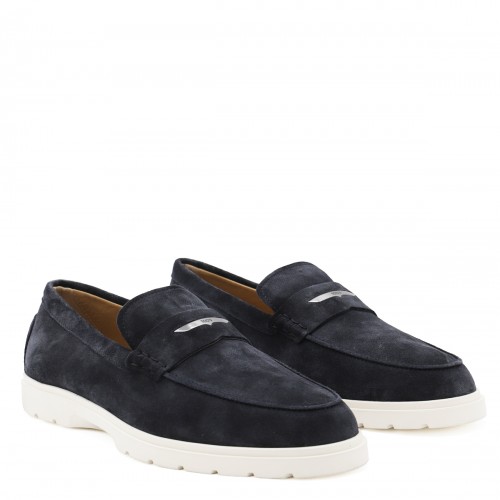 NAVY BLUE LEATHER LOAFERS