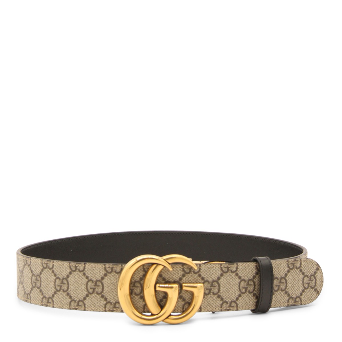 BEIGE AND EBONY LEATHER GG MARMONT REVERSIBLE BELT