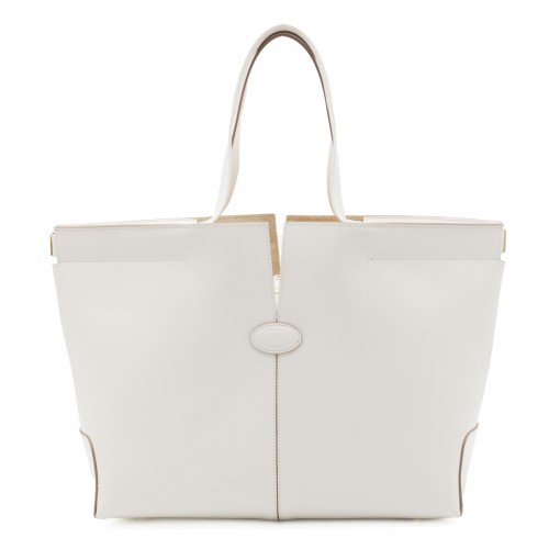 WHITE LEATHER TOP HANDLE BAG