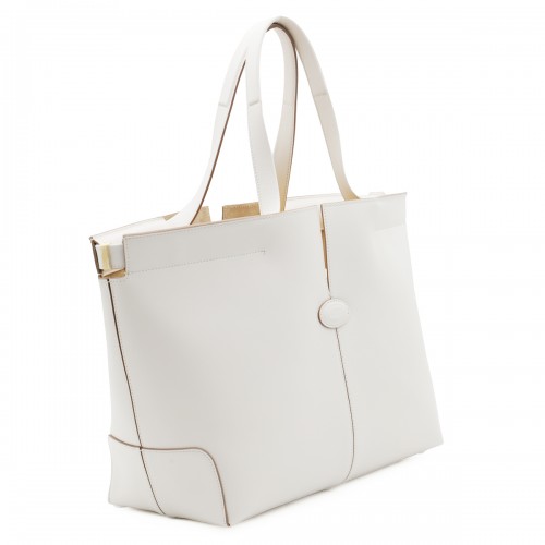 WHITE LEATHER TOP HANDLE BAG