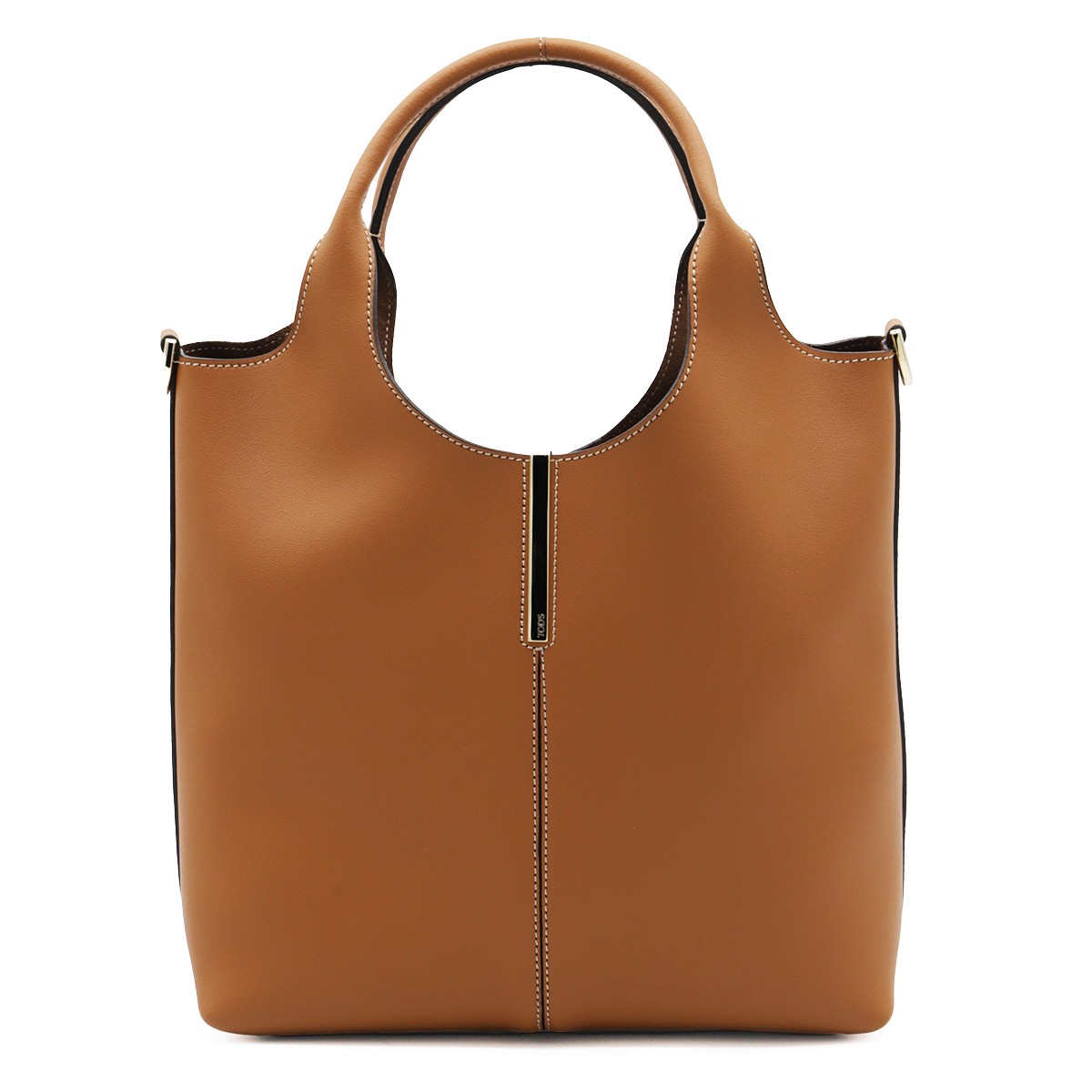 BROWN LEATHER TOP HANDLE BAG