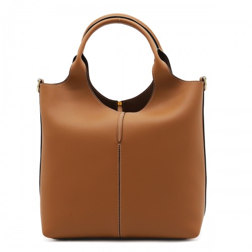 BROWN LEATHER TOP HANDLE BAG