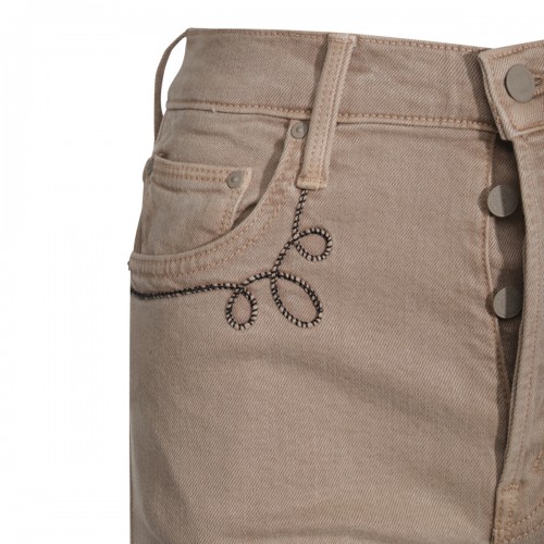 BEIGE COTTON DENIM JEANS