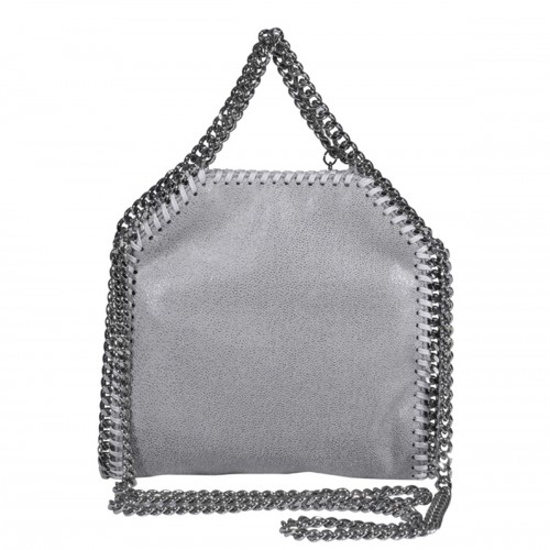 GREY FAUX LEATHER TINY FALABELLA TOTE BAG