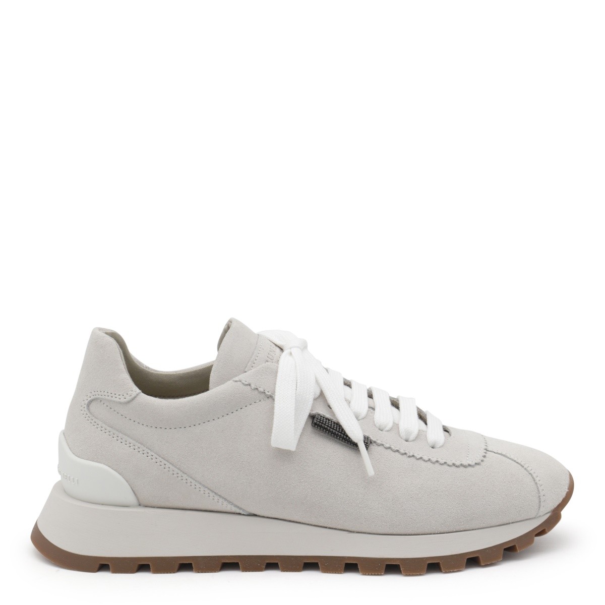 WHITE AND GREY LEATHER SNEAKERS