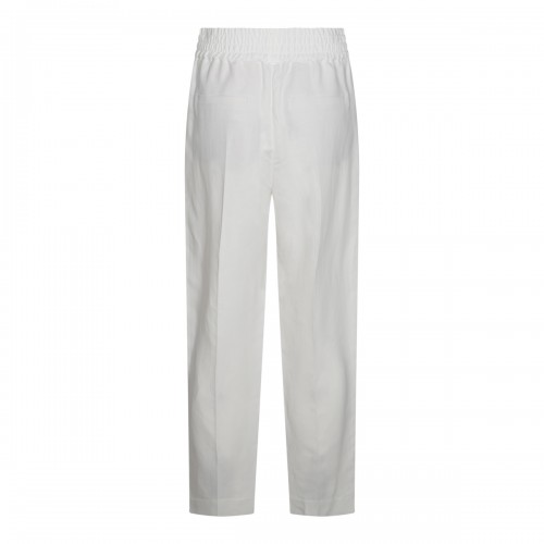 WHITE LINEN VISCOSE BLEND PANTS