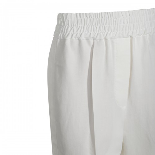 WHITE LINEN VISCOSE BLEND PANTS