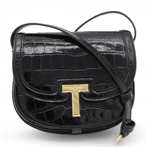 BLACK LEATHER CROSSBODY BAG