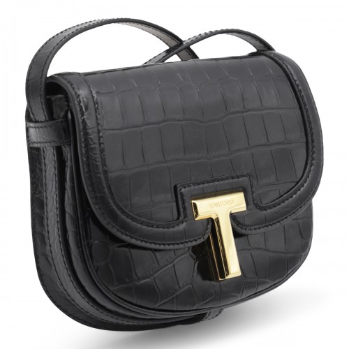 BLACK LEATHER CROSSBODY BAG