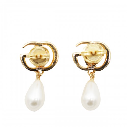 WHITE AND GOLD BRASS EARRINGS