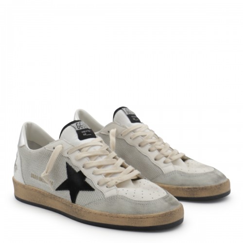 WHITE AND SILVER LEATHER BALLSTAR SNEAKERS