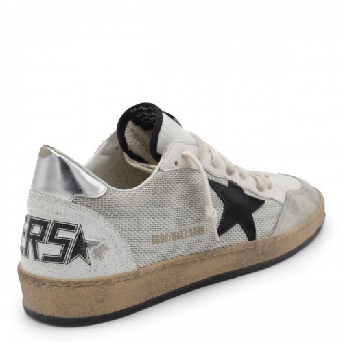 WHITE AND SILVER LEATHER BALLSTAR SNEAKERS