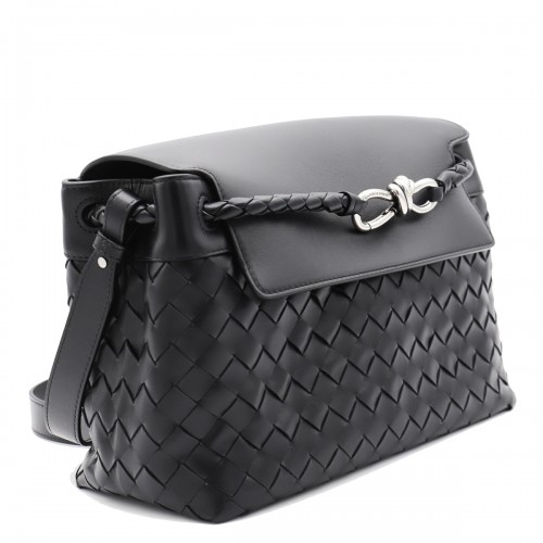 BLACK LEATHER CROSSBODY BAG