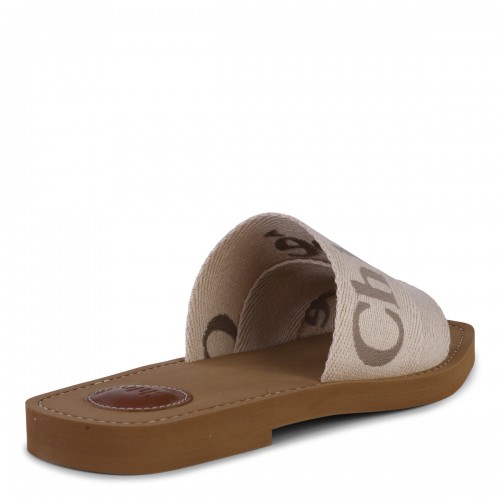 BEIHE BROWN CANVAS WOODY FLATS