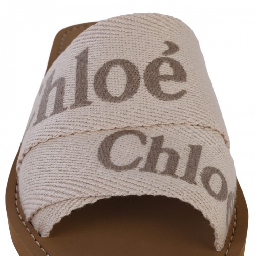 BEIHE BROWN CANVAS WOODY FLATS