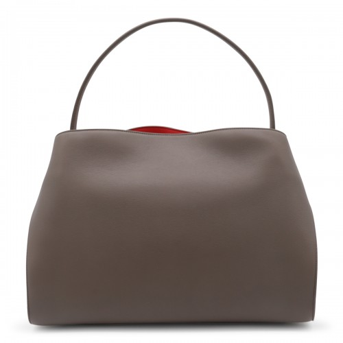 BROWN CALF LEATHER TOP HANDLE BAG