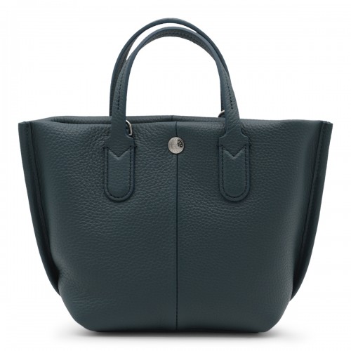 BLACK LEATHER SHOPPING BAG XS ESSENTIAL