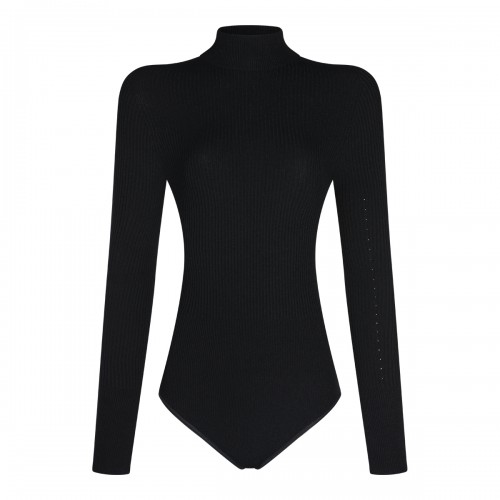 BLACK VISCOSE BODYSUITS