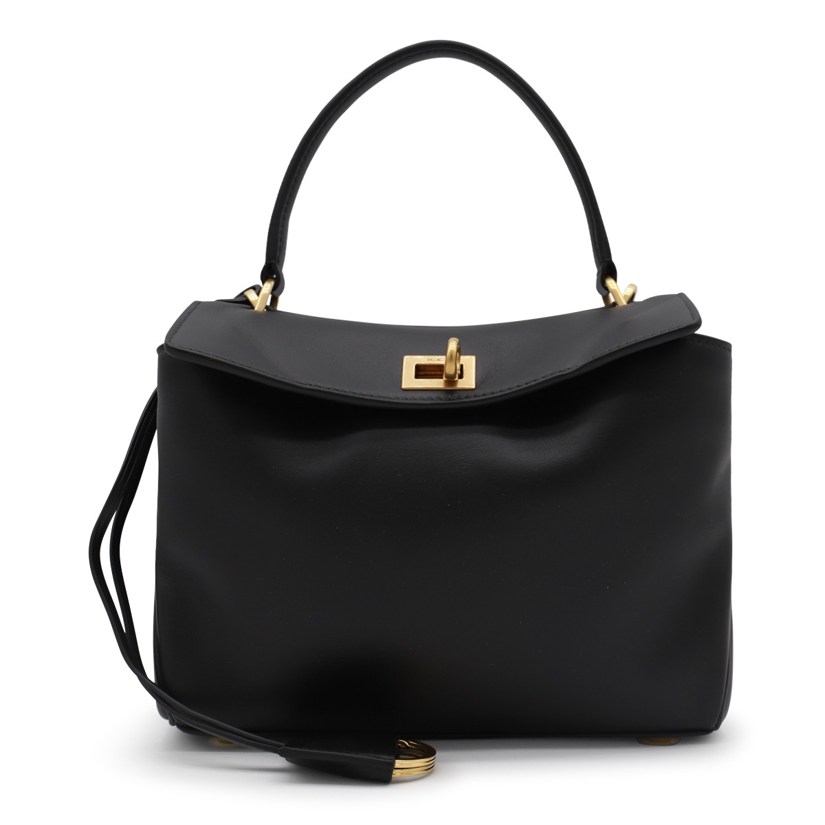 BLACK LEATHER RODEO MINI TOP HANDLE BAG