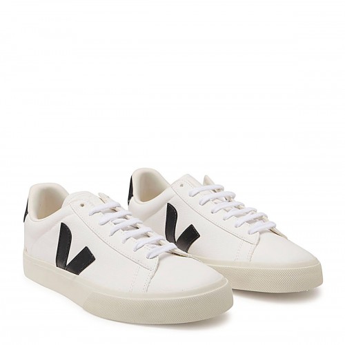 WHITE AND BLACK LEATHER CAMPO SNEAKERS