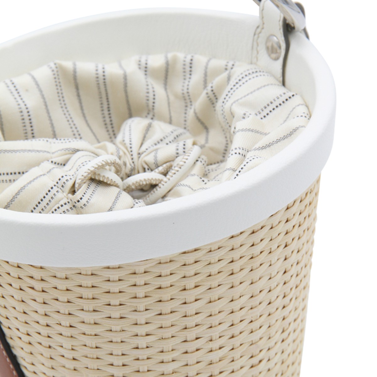 WHITE WOVEN RAFFIA SATCHEL BAG 