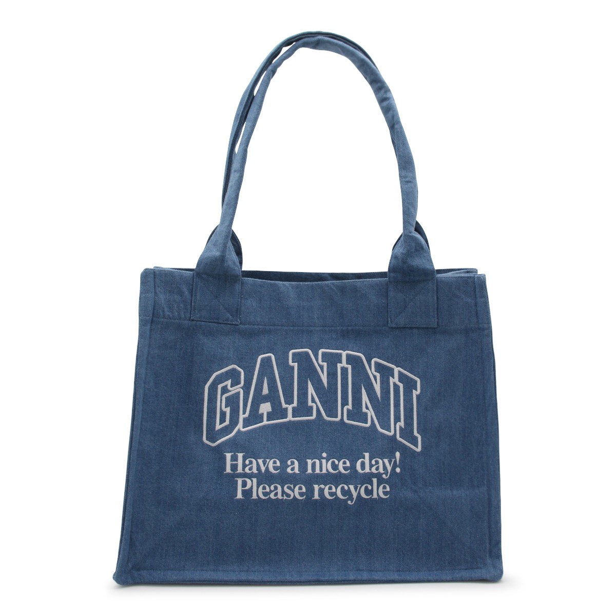 BLUE COTTON DENIM TOTE BAG