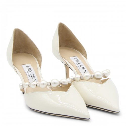 WHITE LATTE LEATHER AURELIE PUMPS