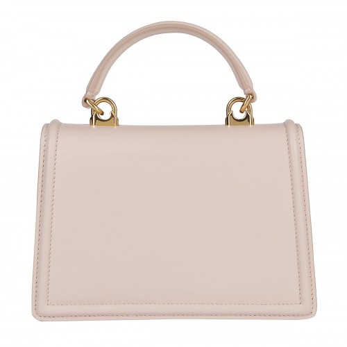 PINK BEIGE LEATHER TOP HANDLE BAG