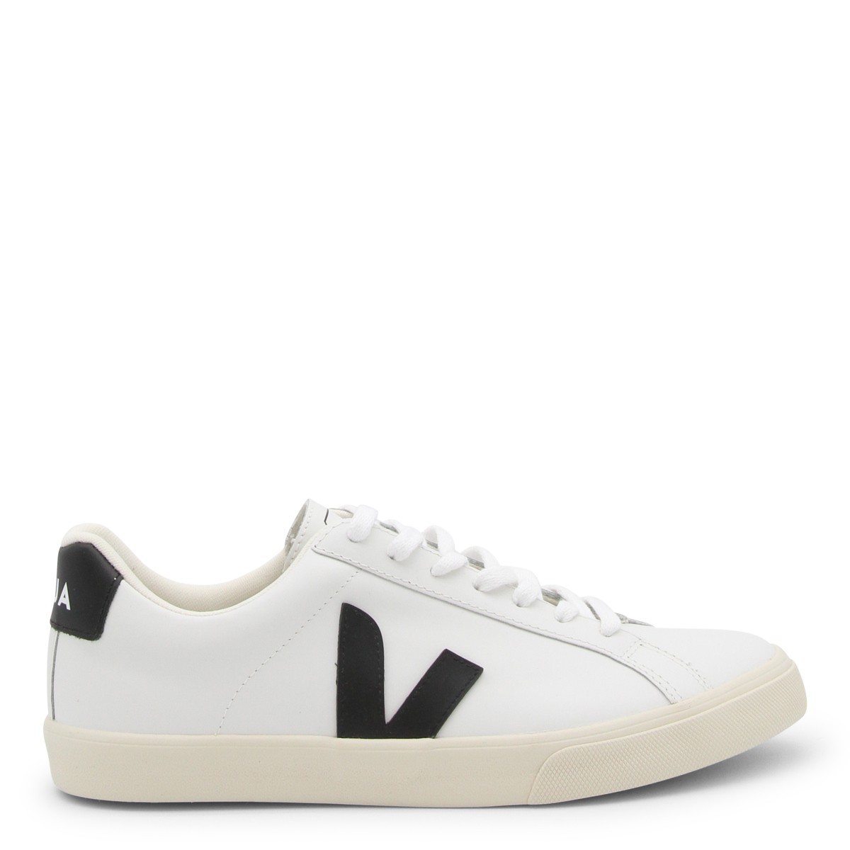 WHITE AND BLACK LEATHER ESPLAR SNEAKERS