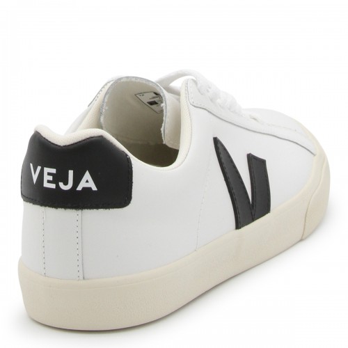 WHITE AND BLACK LEATHER ESPLAR SNEAKERS