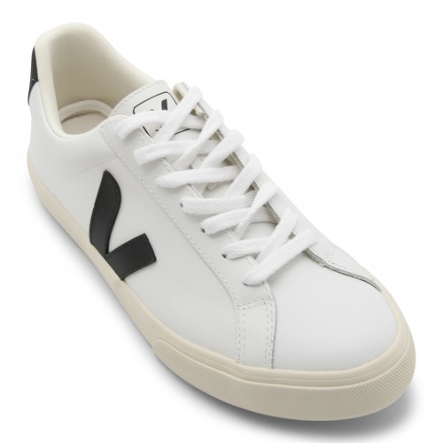 WHITE AND BLACK LEATHER ESPLAR SNEAKERS