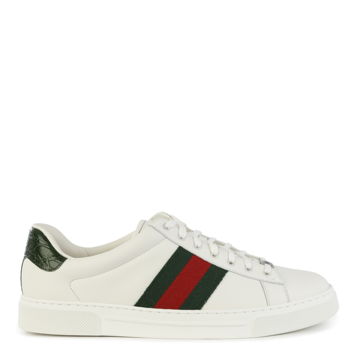 WHITE AND GREEN LEATHER SNEAKERS