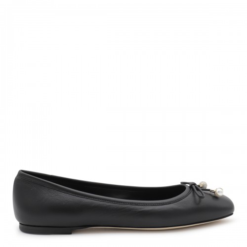 BLACK LEATHER FLATS