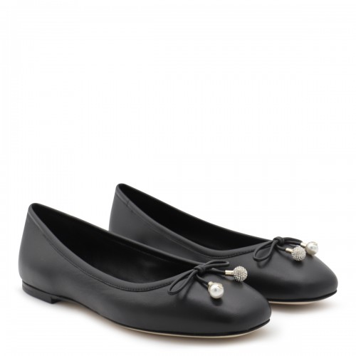 BLACK LEATHER FLATS