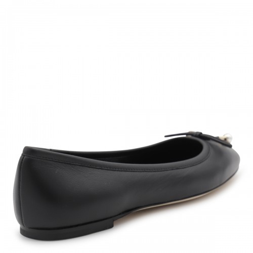 BLACK LEATHER FLATS