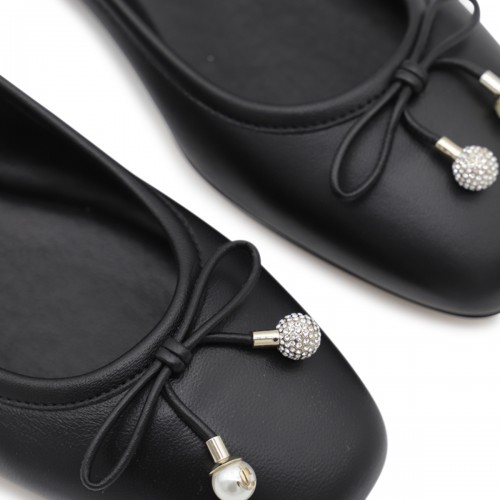 BLACK LEATHER FLATS