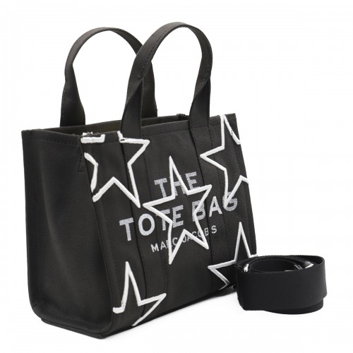 BLACK COTTON MEDIUM TOTE