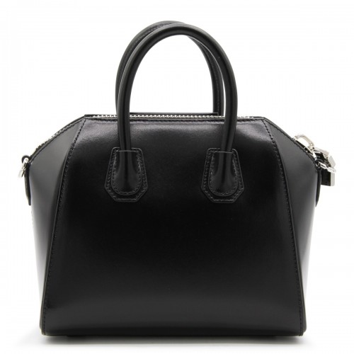 BLACK LEATHER ANTIGONA MINI TOP HANDLE BAG