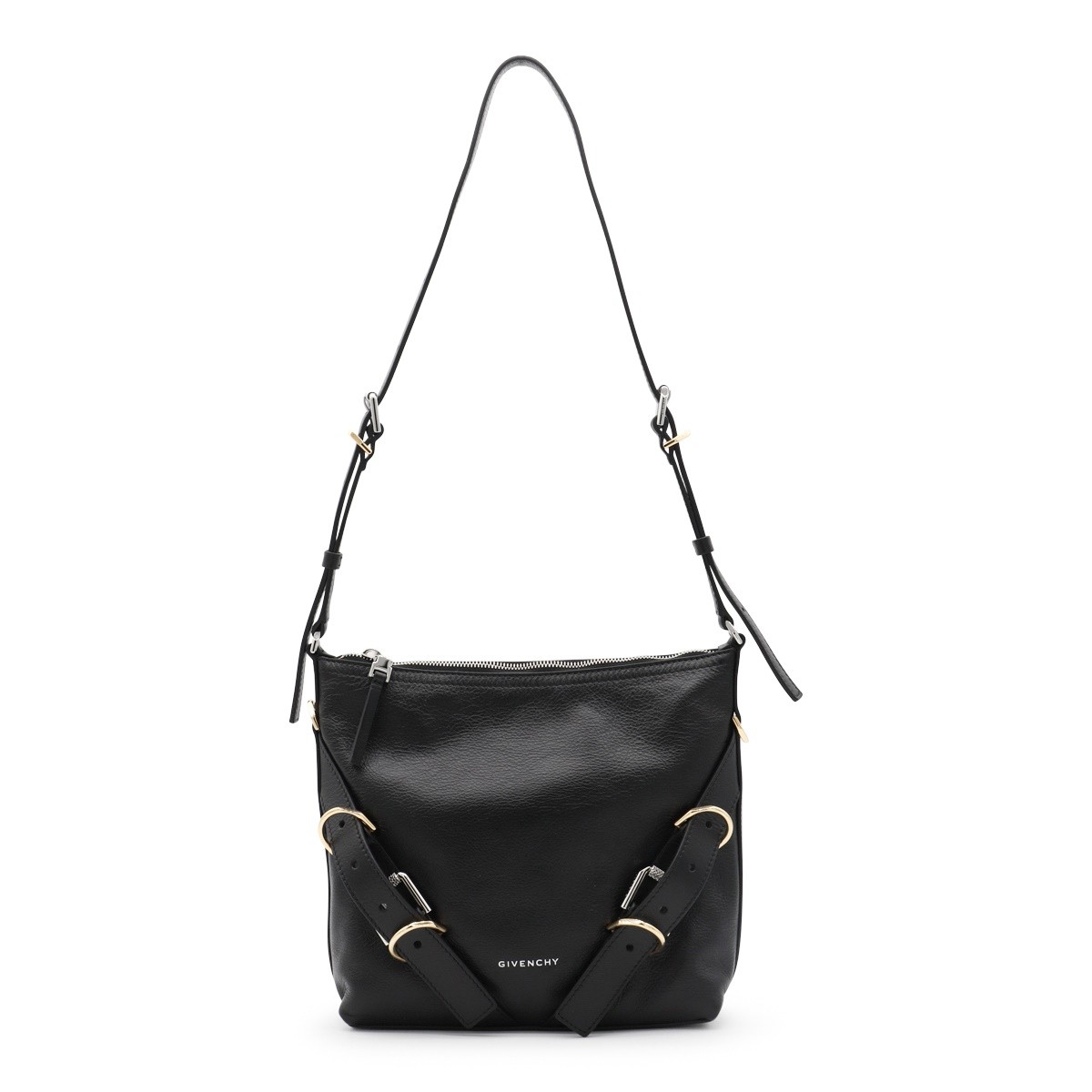 BLACK LEATHER VOYOU SHOULDER BAG