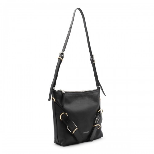 BLACK LEATHER VOYOU SHOULDER BAG