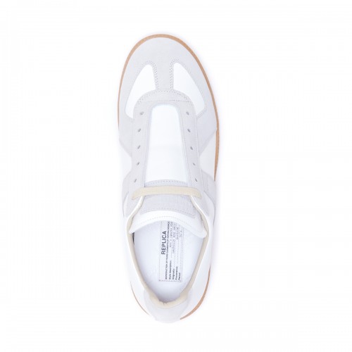 OFF WHITE LEATHER AND GREY REPLICA SNEAKERS