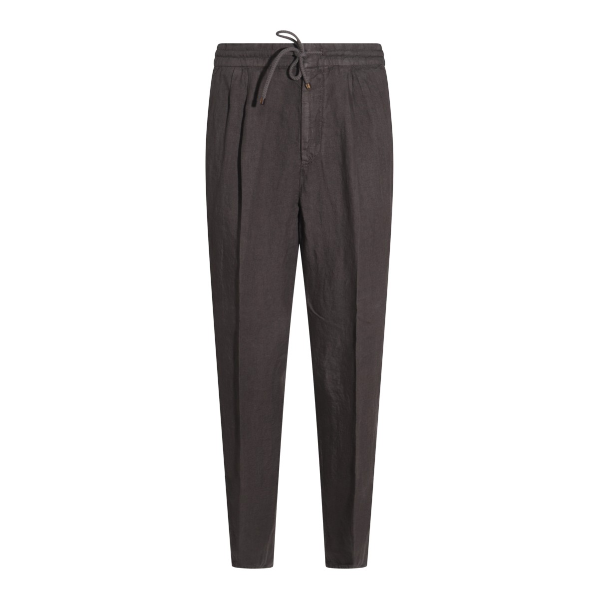 COFFEE BROWN LINEN TRACK PANTS