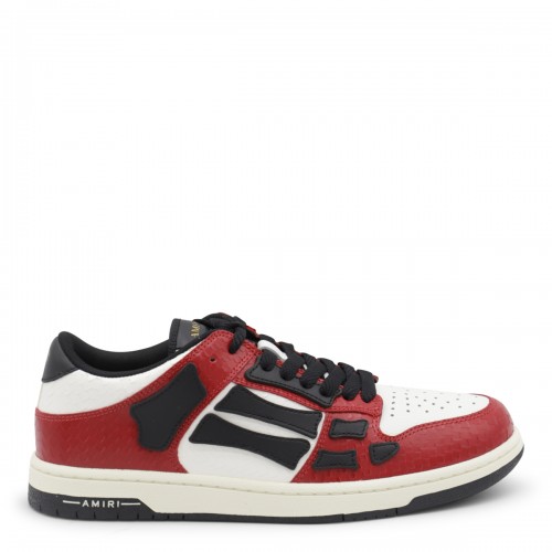 RED, WHITE AND BLACK LEATHER SNAKE SKEL SNEAKERS