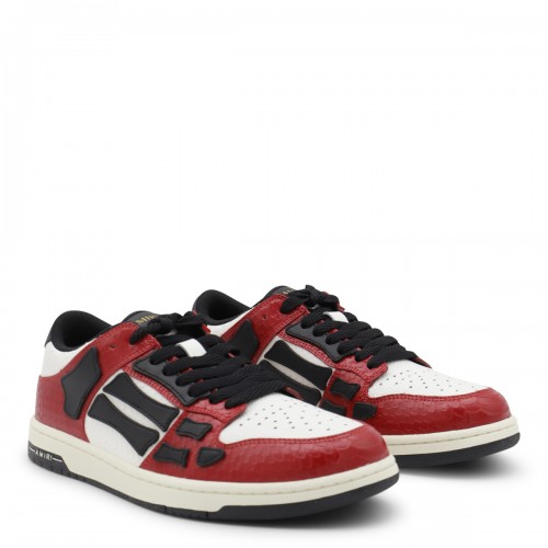 RED, WHITE AND BLACK LEATHER SNAKE SKEL SNEAKERS